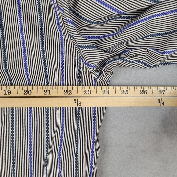 Tommy Bahama Shirt Men's Large White‎ Black Blue Striped Long Sleeve Button Down - Picture 9 of 11